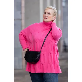 Dámský svetr N.EVERY DAY Svetr s rolákem MISSY [6149] Barva: Růžová, Velikost: UNI: 2XL-5XL