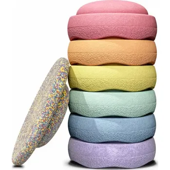 Hračka pro nejmenší STAPELSTEIN balanční kameny 6+1 s balanční podložkou Blush Special Rainbow Set classic