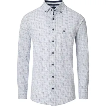 Pánská košile Velká pánská vzorovaná košile s dlouhým rukávem Redmond 252020111-100 bílomodrá