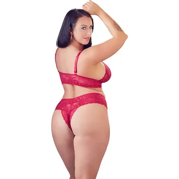 Souprava dámského spodního prádla Červená erotická souprava Cottelli Curves Velikost: XXXL