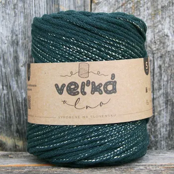 Příze VEĽKÁvlna VEL'KÁvlna bavlněná šňůra na háčkování 5mm Monstera se zlatou nitkou