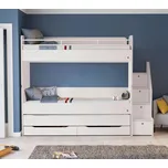 Čilek Patrová postel White Studio pro 3 děti 90x200 cm s úložným prostorem (schody)