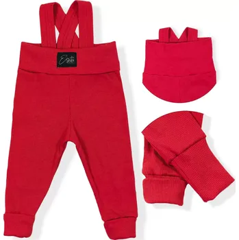 ESITO | Rostoucí žebrované kalhoty s laclem Color Red - červená / 80 - 86