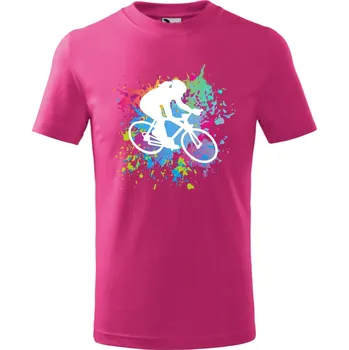 Chlapecké oblečení Dětské tričko s motivem cyklistky Barva: TMAVĚ RŮŽOVÁ + BÍLÁ VARIANTA, Velikost: 158