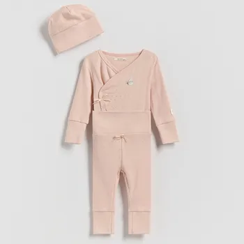 Dívčí spodní prádlo Reserved - Bavlněná souprava s&nbsp;čepicí - pudrově růžová - 856GK-39X - 856GK-39X-80