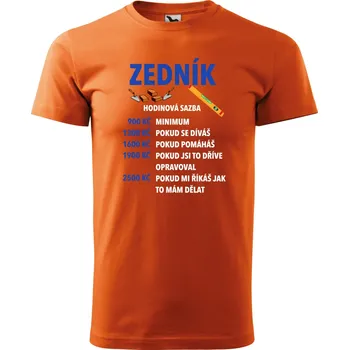 Pánské tričko pro zedníka - Hodinová sazba Barva: ORANŽOVÁ, Velikost: XL