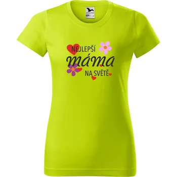 Dámské oblečení Dámské tričko s potiskem Nejlepší máma na světě Barva: LIMETKOVÁ, Velikost: M