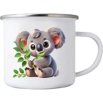 Bílý plechový hrnek 380ml s obrázkem - roztomilá koala
