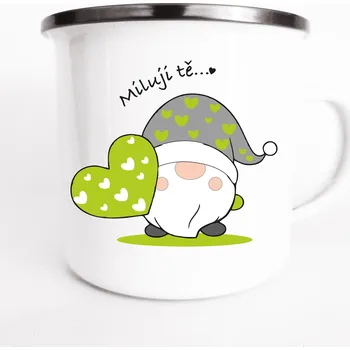 Plechový hrnek Trpaslík - Miluji tě Barva: Zelená, Velikost: 350ml