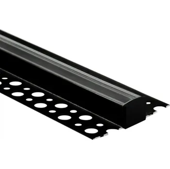 Profil Hliníkový Přisazený Černý do LED do Płyt KARTON / GIPS 2m z Przezroczystym Kloszem i Zaślepkami Ecolight