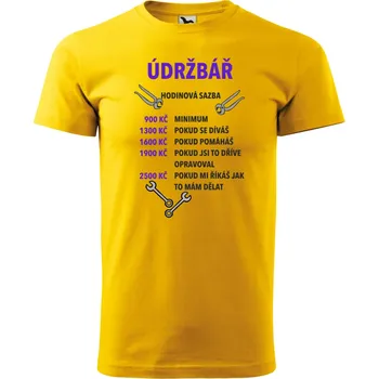 Pánské tričko pro údržbáře - Hodinová sazba Barva: ŽLUTÁ, Velikost: S