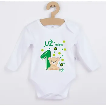 Dětské body s medvídkem - Už mám 1 rok Barva: Zelená, Velikost: 98
