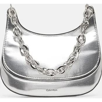 Kabelka Calvin Klein stříbrná barva, LV04F3404G SLV, vel. ONE SIZE