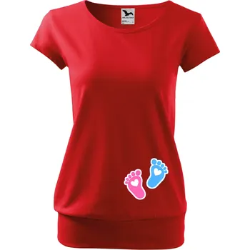 Dámské tričko Těhotenské tričko - Nožičky Barva: ČERVENÁ, Velikost: XL