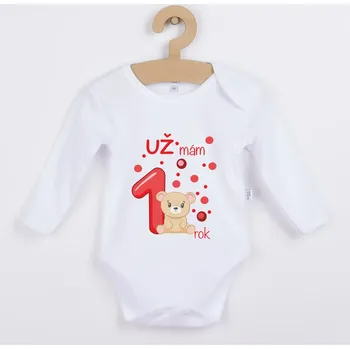 Dětské body s medvídkem - Už mám 1 rok Barva: ČERVENÁ, Velikost: 86
