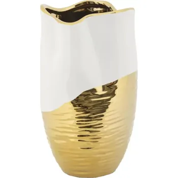 Váza Váza Lux 35 cm zlatá/bílá