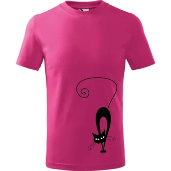 Dětské tričko Kočička Barva: TMAVĚ RŮŽOVÁ, Velikost: 158