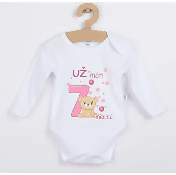 Dětské body s medvídkem - Už mám 7 měsíců Barva: Růžová, Velikost: 98