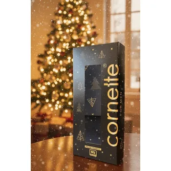 Pánské spodní prádlo Cornette vánoční komplet boxerky a ponožky 914/03 Night - modrá, M (Vánoční dárková sada)