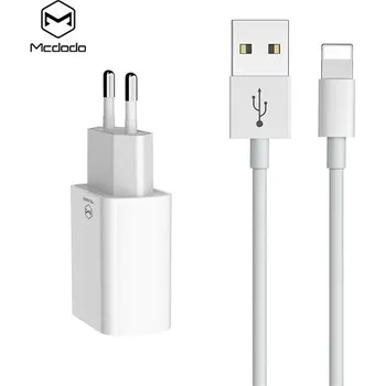 Nabíječka Mcdodo 220V, 2x USB, 2.4A, Lightning kabel, 1m, bílá