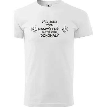 Pánské tričko Byl jsem namyšlený, ale teď jsem dokonalý Barva: Bílá, Velikost: 4XL
