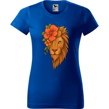 Dámské tričko s motivem Lva Barva: Modrá, Velikost: 3XL