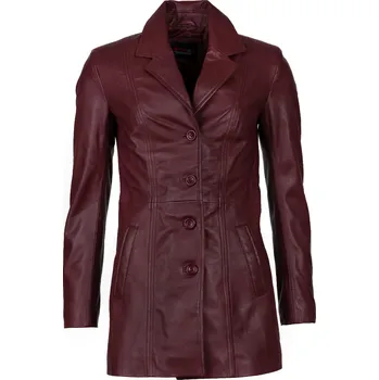 Dámský kabát Dámský Kožený Kabát Dolce Brixton Višňová Velikost: XS