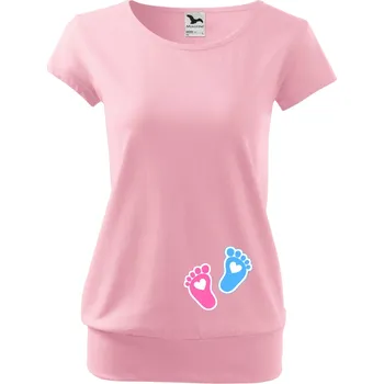 Dámské tričko Těhotenské tričko - Nožičky Barva: Růžová, Velikost: L