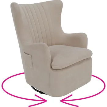 Křeslo Relaxační otočné křeslo, šedobéžová, MAREN