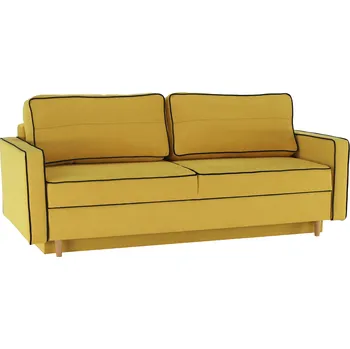 Pohovka Rozkládací pohovka, žlutá/černá/buk, BERNIA