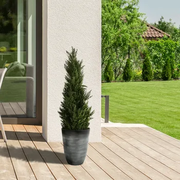 Květináč Květináč, plast / kameninový prášek, šedý melír, PIEDOR