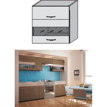 Kuchyňská skříňka Horní skříňka, rigolletto dark / rigolletto light / wenge, JURA NEW I GW1-80