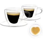 Termo sklenice, set 2 ks, šálek Heart s podšálky, ve tvaru srdce, 150 ml, HOTCOOL TYP 5