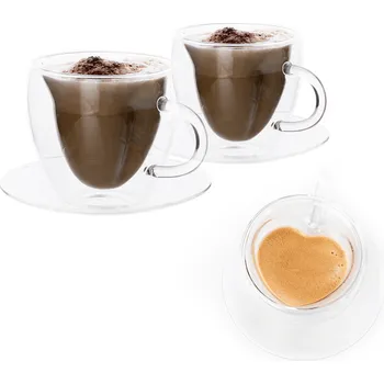 Termohrnek Kondela Termo pohár šálek Heart s podšálky, 2 ks, ve tvaru srdce, 250 ml, HOTCOLDER TYP 29