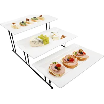 Třípatrový etažér, bílá/černá, AMATO