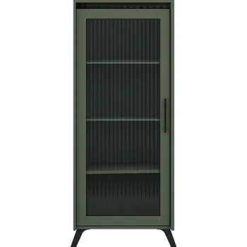 Kuchyňská skříňka Vitrína, smoke zelená/černá, LONGY REG1W