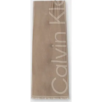Šála Šála Calvin Klein dámská, béžová barva, s potiskem, LV04F8066G 80X, vel. ONE SIZE