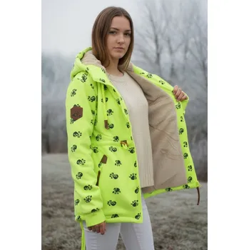 Dámská mikina Dámská bundomikina s kožíškem HD denim velké velikosti 4XL až 7XL neonově zelená