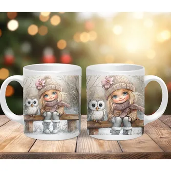 Hrnek 330ml, HOLČIČKA SE SOVOU 1, cena za 1 ks