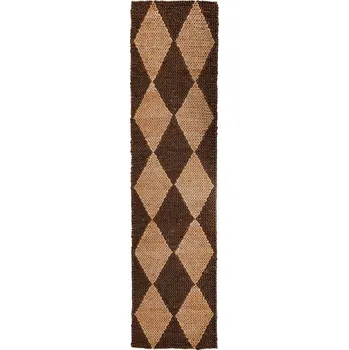 Koberec Hnědý/v přírodní barvě ručně tkaný běhoun s příměsí juty 60x230 cm Effie Diamond – Flair Rugs ID_1826142
