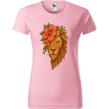 Dámské tričko Dámské tričko s motivem Lva Barva: Růžová, Velikost: S