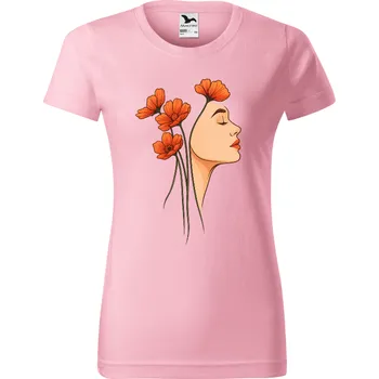 Dámské tričko Dámské tričko s motivem květin Barva: Růžová, Velikost: 2XL