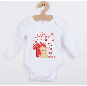 Dětské body s medvídkem - Už mám 10 měsíců Barva: ČERVENÁ, Velikost: 92