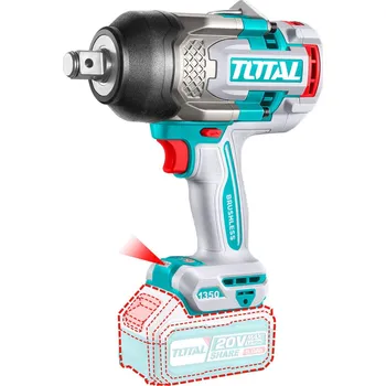 Total TIWLI201351 Utahovák rázový AKU 3/4", BRUSHLESS, 1350Nm, 20V Li-ion, industrial, bez baterie a nabíječky + Sada plochých klíčů 6 ks - 6-17 mm v hodnotě 179,-