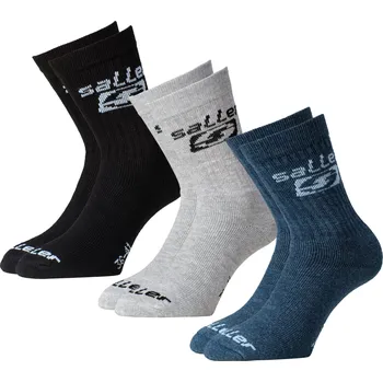 Pánské ponožky Saller KOMBI Sportovní ponožky 3 páry BARVA: 004 černá-šedá-tmavě modrá, Velikost: 42-47 – balení 3 párů