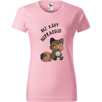 Dámské tričko s potiskem Bez kávy nepracuji! Barva: Růžová, Velikost: 3XL