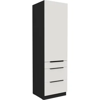 Kuchyňská skříňka Stolarz Lempert Potravinová skříň Aria 60 DKS-210 3S1F PREMIUM BOX Barva korpusu skříněk: Černá mat, Zvolte barvu dvířek: crystal white