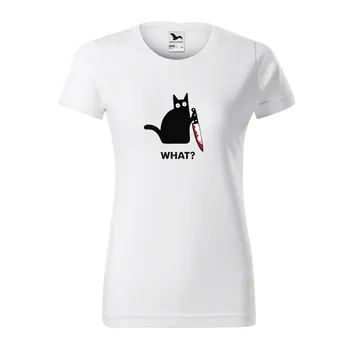 Dámské triko s kočkou What?! Barva: Bílá, Velikost: 3XL