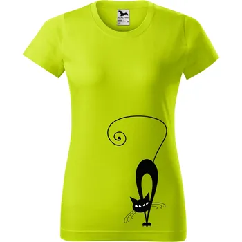 Dámské tričko - Kočka Barva: LIMETKOVÁ, Velikost: XS