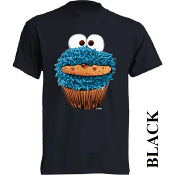 Pánské tričko levne-bavlnene-tricko-potisk-cookie-monster Barva: Black -černá, velikost: XL